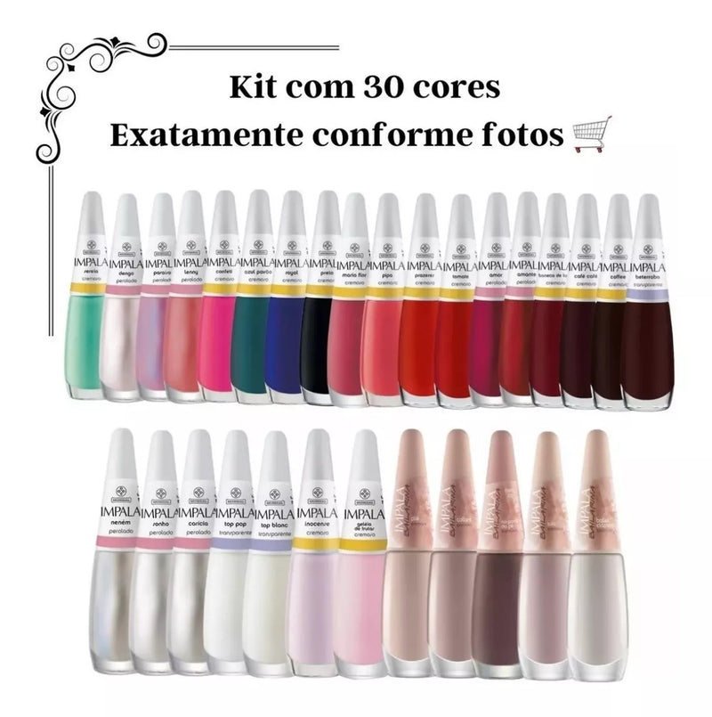 Kit 30 Esmaltes Impala Unha Mãos Pés Manicure Atacado