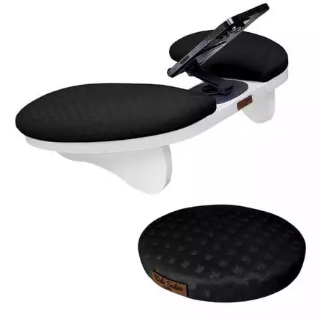 Apoio de Braço Delta Pro c/ Suporte de Celular Integrado Metal Ajustável 360° + Apoio de Cotovelo.